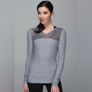 Lululemon Heathered slate gray Just Breathe long sleeve stretchy. Thumb holes